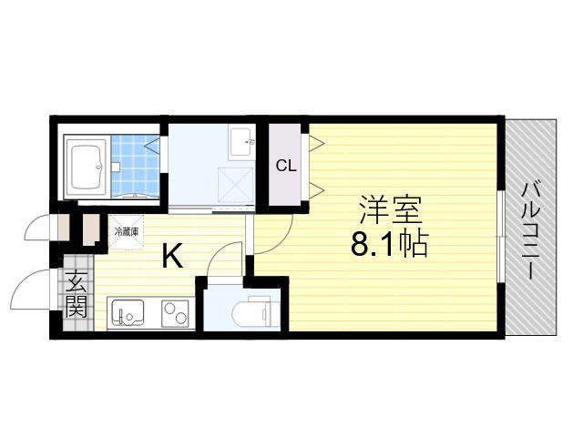 フジパレス加美駅南Ⅱ番館(1K/2階)の間取り写真