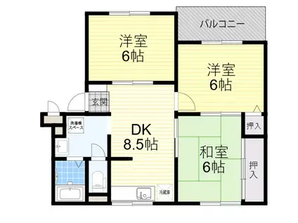 ニューリバーサイド八尾南 B棟(3DK/3階)の間取り写真