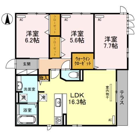 ヴィエン南田辺Ⅱ(3LDK/1階)の間取り写真