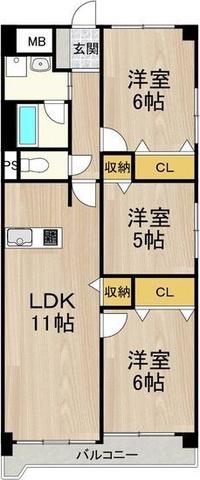 ルシール田辺(3LDK/4階)の間取り写真