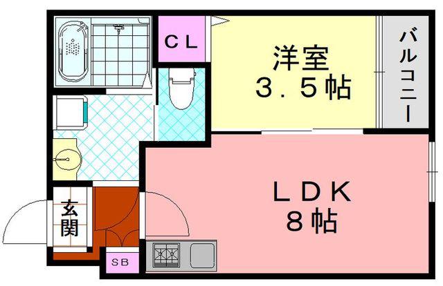 H-MAISON加美正覚寺12(1LDK/2階)の間取り写真