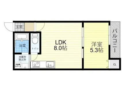 ALEGRIA平野本町II(1K/3階)の間取り写真