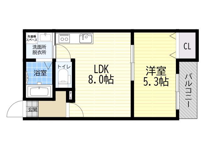 ALEGRIA平野本町II(1LDK/3階)の間取り写真