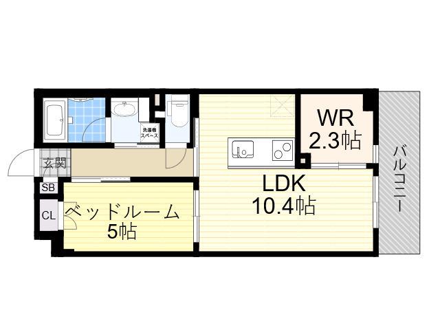 ESTAGEO北田辺(1SLDK/5階)の間取り写真