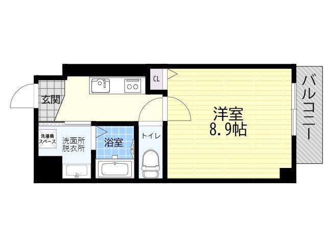 RB桑津(1K/8階)の間取り写真