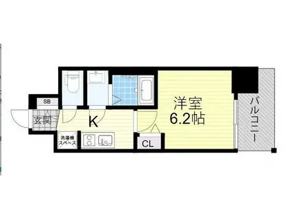 メインステージ天王寺サイドシティ(1K/6階)の間取り写真