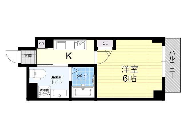 LIVE CASA田辺(1K/1階)の間取り写真
