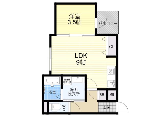 グローハイツ喜連サウス(1LDK/1階)の間取り写真