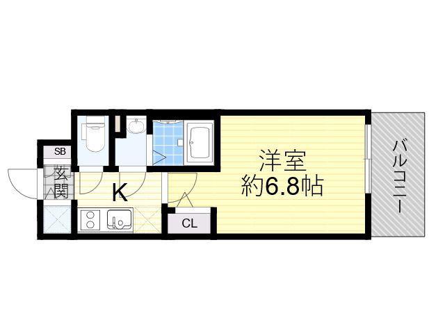 エスリード大阪平野プライム(1K/6階)の間取り写真