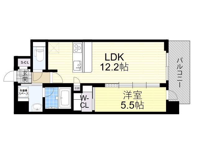 スプランディッド天王寺サウス(1LDK/5階)の間取り写真
