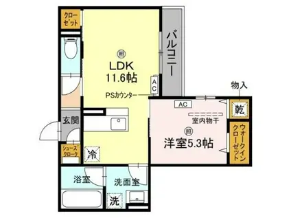 TORISIA平野西1(1LDK/3階)の間取り写真