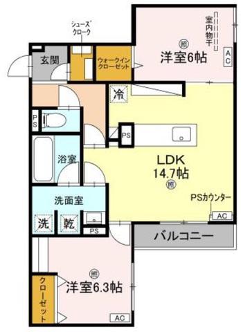 グリーンコート杭全(2LDK/3階)の間取り写真
