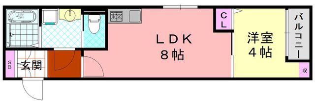 H-MAISON加美正覚寺13(1LDK/1階)の間取り写真