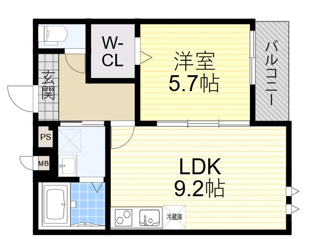 フジパレス今川公園東5番館(1LDK/2階)の間取り写真