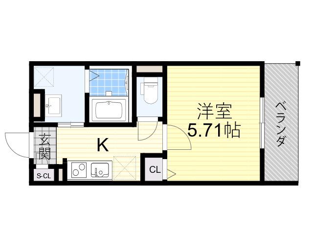 RN平野(1K/2階)の間取り写真