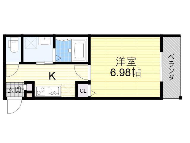 RN平野(1K/2階)の間取り写真