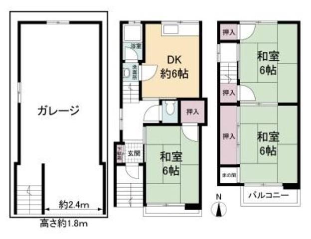 近鉄南大阪線 矢田駅(大阪) 徒歩16分 3階建 築43年(3DK)の間取り写真