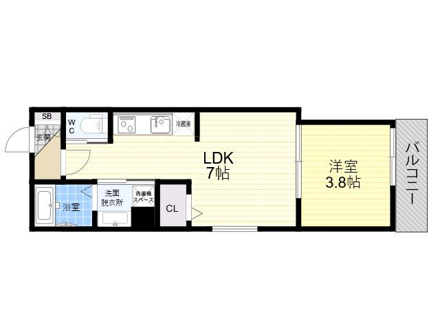 グランツ喜連(1DK/2階)の間取り写真