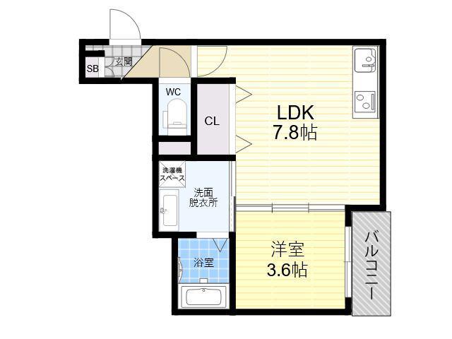 グランツ喜連(1DK/2階)の間取り写真