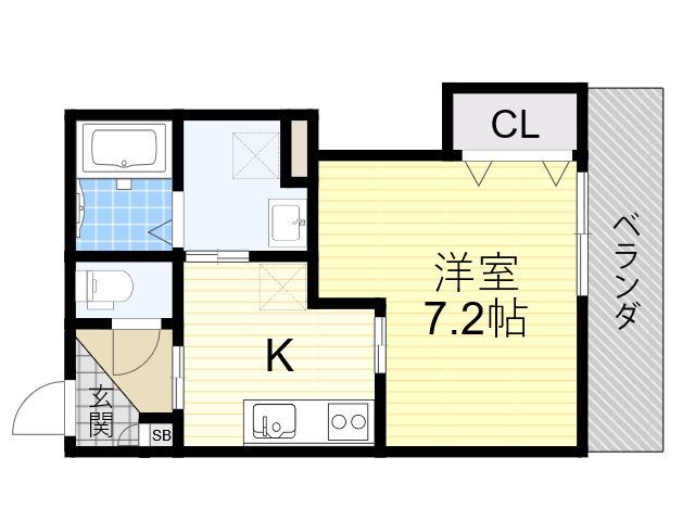 クレアール西今川(1K/2階)の間取り写真