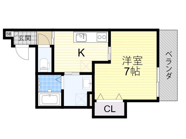 クレアール西今川(1K/1階)の間取り写真