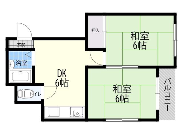メゾン北田辺(2DK/8階)の間取り写真