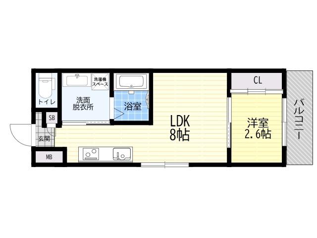 リアコート北田辺II(1LDK/1階)の間取り写真