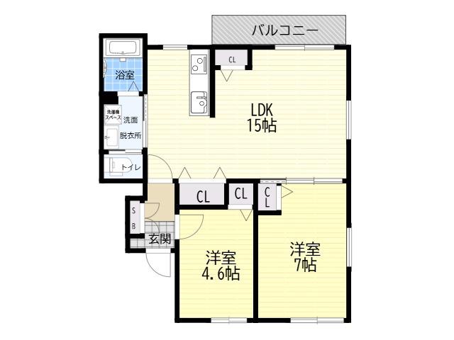 コスモ西今川(2LDK/1階)の間取り写真