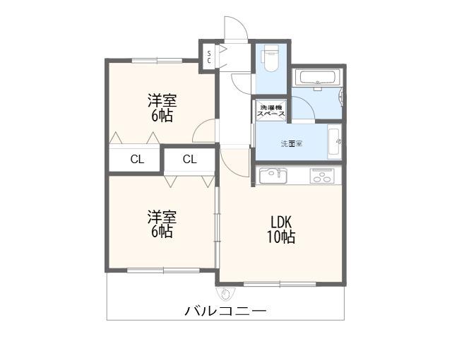 プレファシオ平野(2LDK/2階)の間取り写真