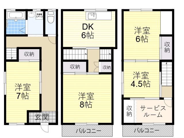 大阪市営谷町線 喜連瓜破駅 徒歩10分 2階建 築57年(4SDK)の間取り写真