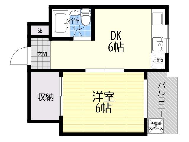 アパートメント東住吉Ⅳ(1DK/1階)の間取り写真