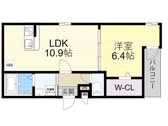 フジパレス今川2番館(1LDK/3階)の間取り写真