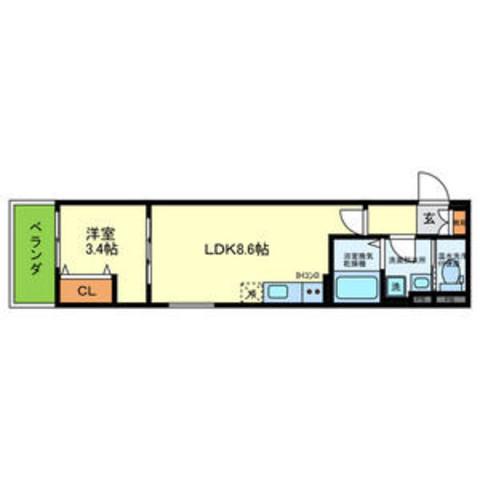 D PORTA CEREZO(1LDK/3階)の間取り写真
