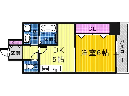 KREHL宿院(1DK/2階)の間取り写真