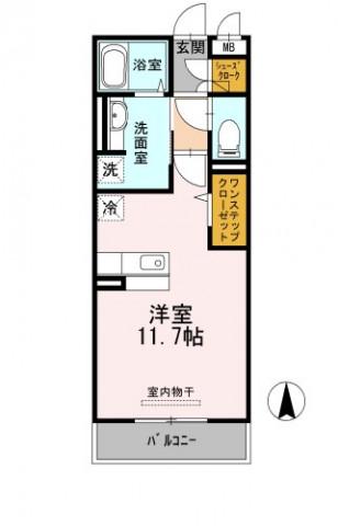 ABCDマンション南塚口(ワンルーム/3階)の間取り写真