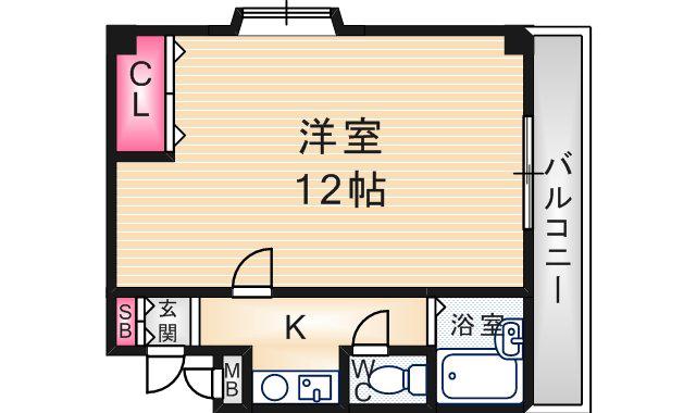 クレールステュディオ(1K/2階)の間取り写真