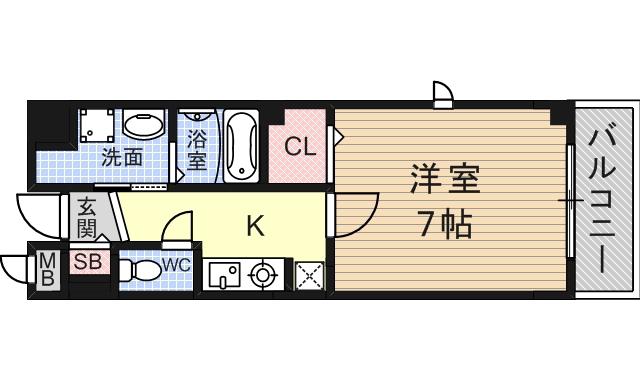 ソレイユクレール(1K/1階)の間取り写真