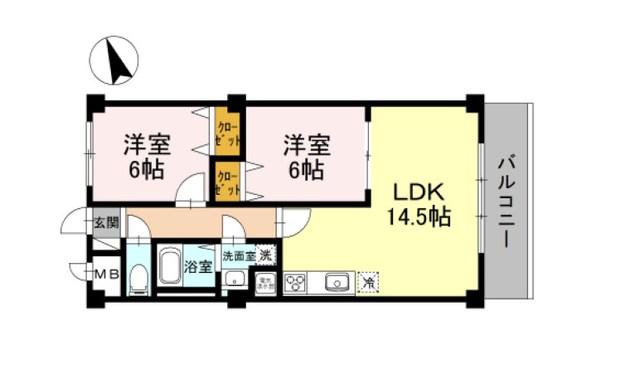 ウィズプレジール若王寺(2LDK/3階)の間取り写真