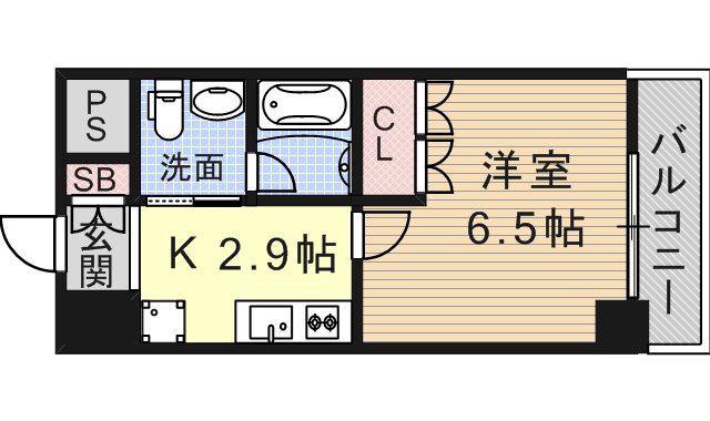 ベルファース尼崎(1K/3階)の間取り写真