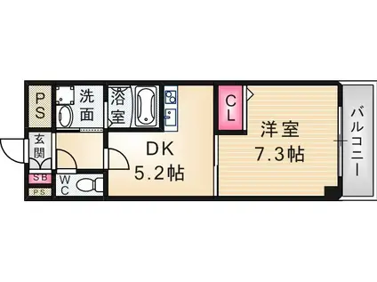クオリア壱番館(1DK/4階)の間取り写真