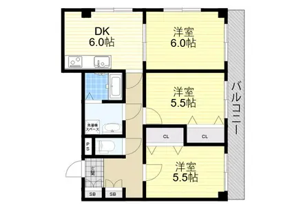 コーポラス久々知(3DK/1階)の間取り写真
