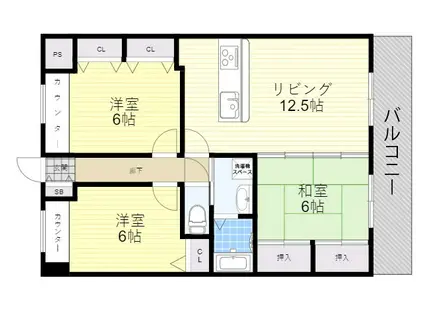 ロイヤルオーク尼崎(3LDK/3階)の間取り写真