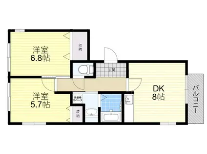 グローリ桂(2DK/3階)の間取り写真