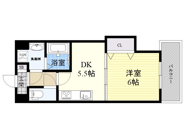 プリマベ-ラ(1DK/6階)の間取り写真