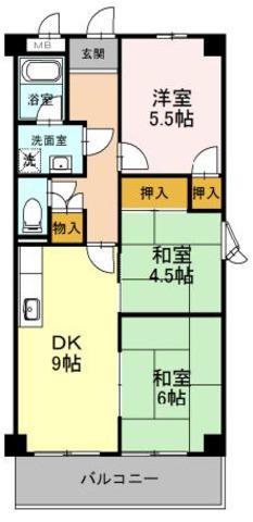 FONTAINE東園田(3DK/6階)の間取り写真