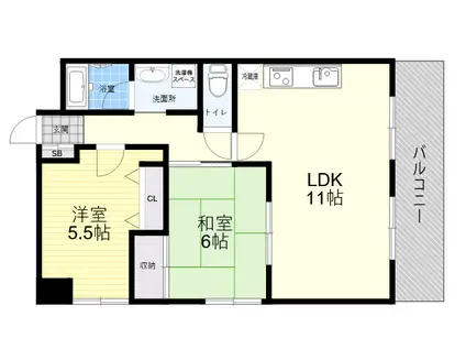 ゼハールト稲葉(2LDK/1階)の間取り写真