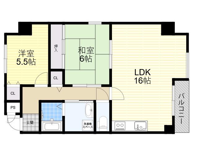 リベルテセオミ(2LDK/5階)の間取り写真