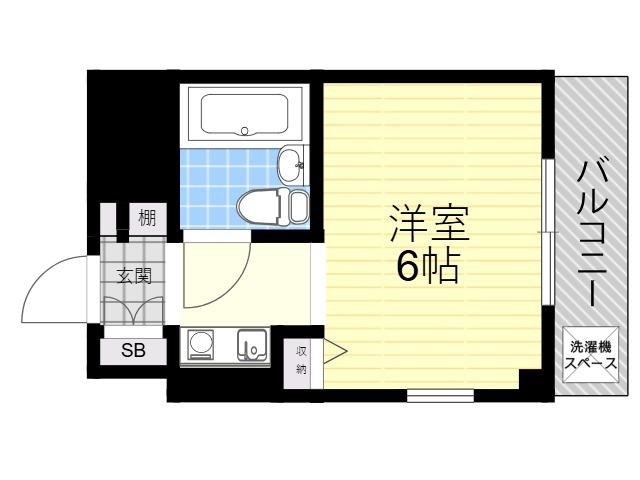 猪名寺パークマンション(ワンルーム/2階)の間取り写真