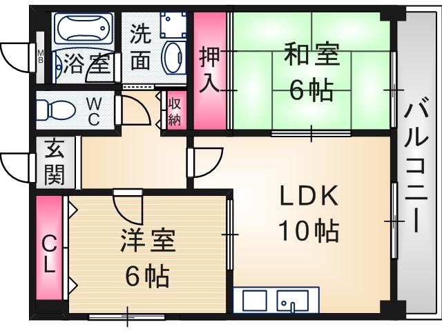 メゾンリヴィエール(2LDK/3階)の間取り写真