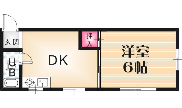 ミウラマンション(1DK/2階)の間取り写真